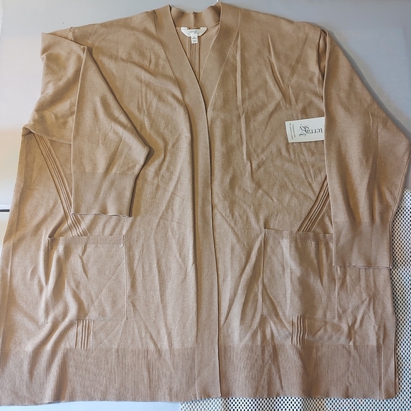 Terra & Sky Women's Size 4X (28W-30W) Fine Gauge Cardigan Lightweight Mocha NWT - Picture 4 of 7